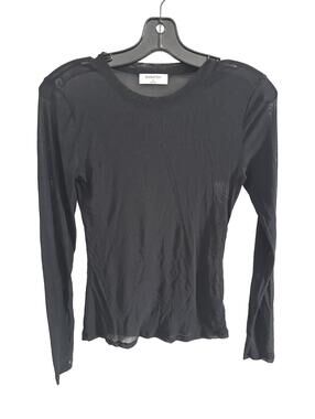 Aritzia Babaton Black Long Sleeve Round Neckline Sheer Top - Size Small